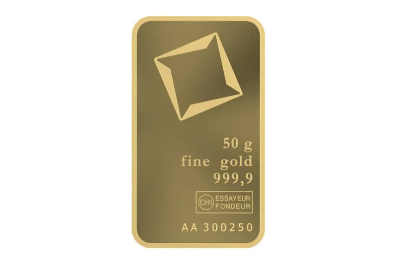 Valcambi Gold Minted Bars 50 g