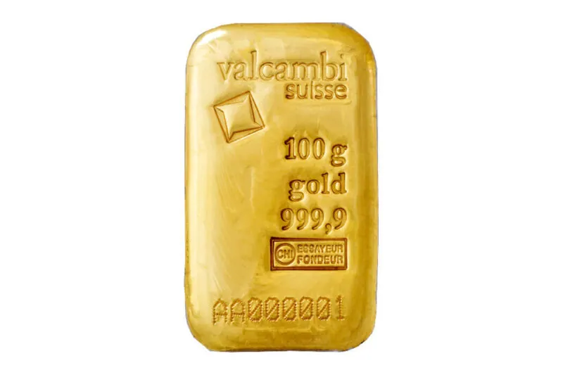 Valcambi Gold Cast Bars 100 g