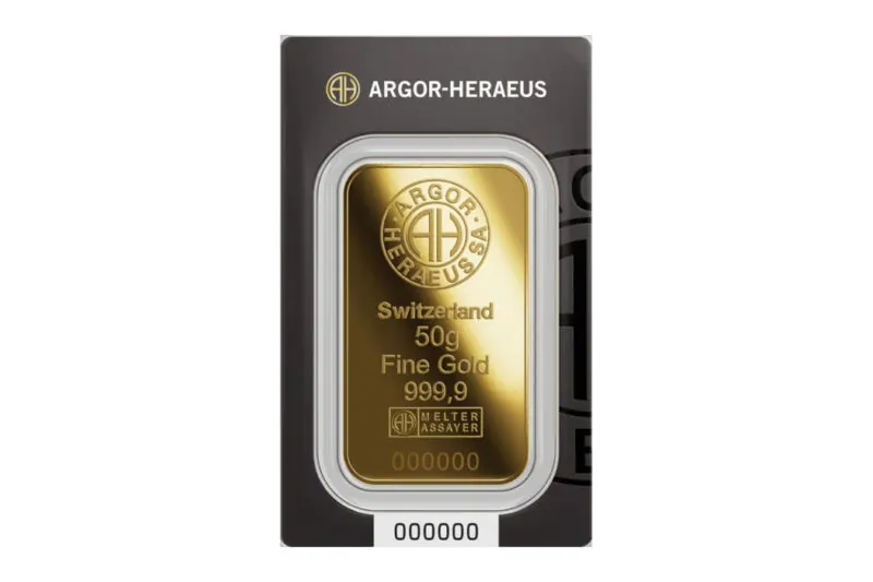 Argor-Heraeus Gold Minted Bars 50 g