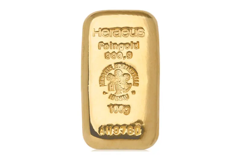 Heraeus gegoten goudbaren 100 g