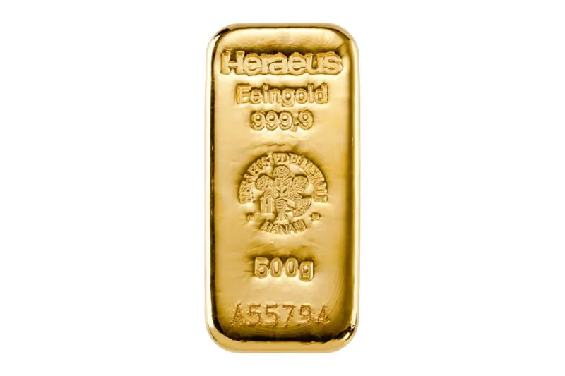 Heraeus gegoten goudbaren 500 g