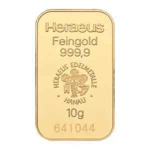 Heraeus Gold Minted Bars 10 g