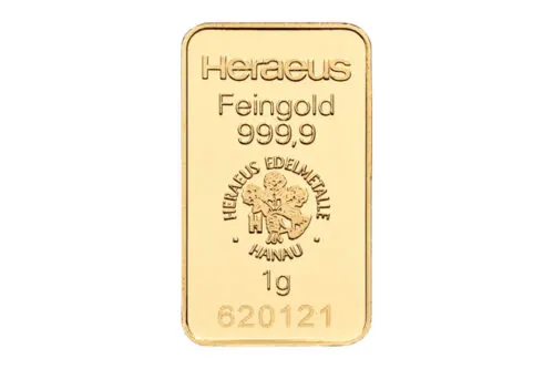 Heraeus Gold Minted Bars 1 g