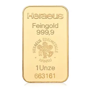 Heraeus Gold Minted Bars 1 oz