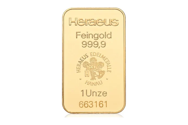Heraeus Gold Minted Bars 1 oz