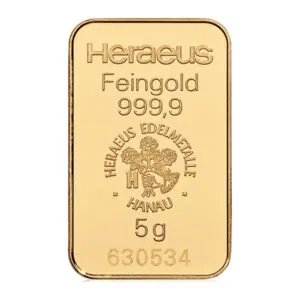 Heraeus Gold Minted Bars 5 g