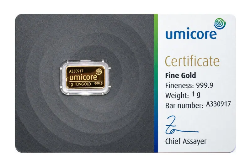 Umicore geslagen goudbaren 1 g