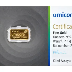 Umicore geslagen goudbaren 2,5 g