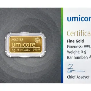 Umicore geslagen goudbaren 5 g